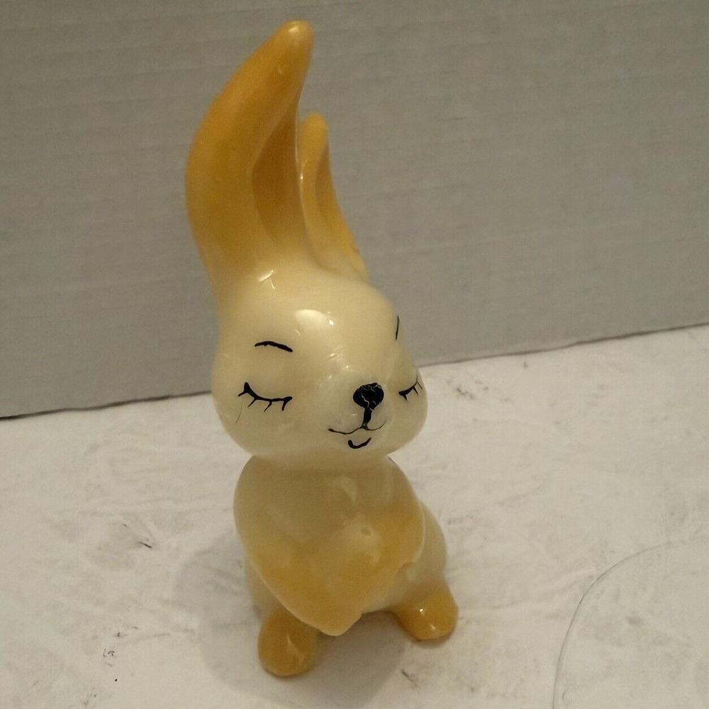 Vintage Adorable Painted Wax Candle Figurine Bunny Rabbit-5.25" Tall & 2" Wide